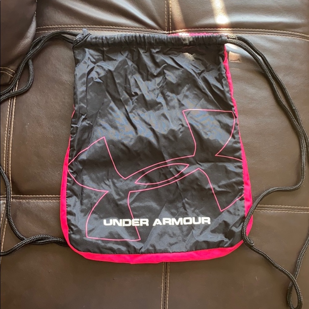 Pink Under Armour reversible string bag
